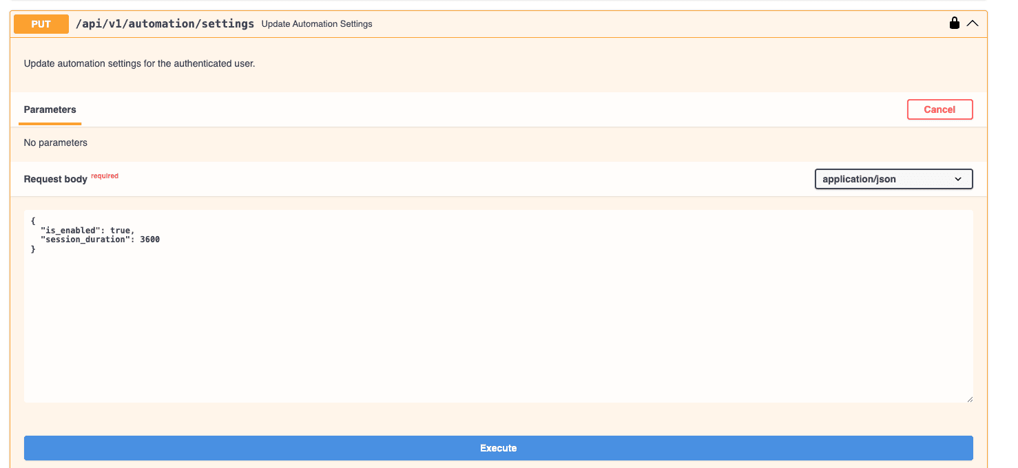 Automation settings endpoint