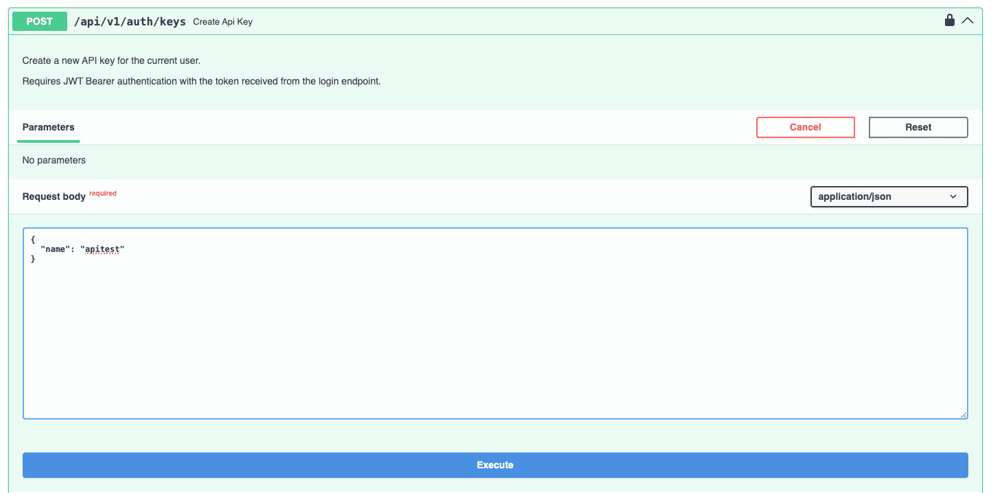 Create API Key endpoint