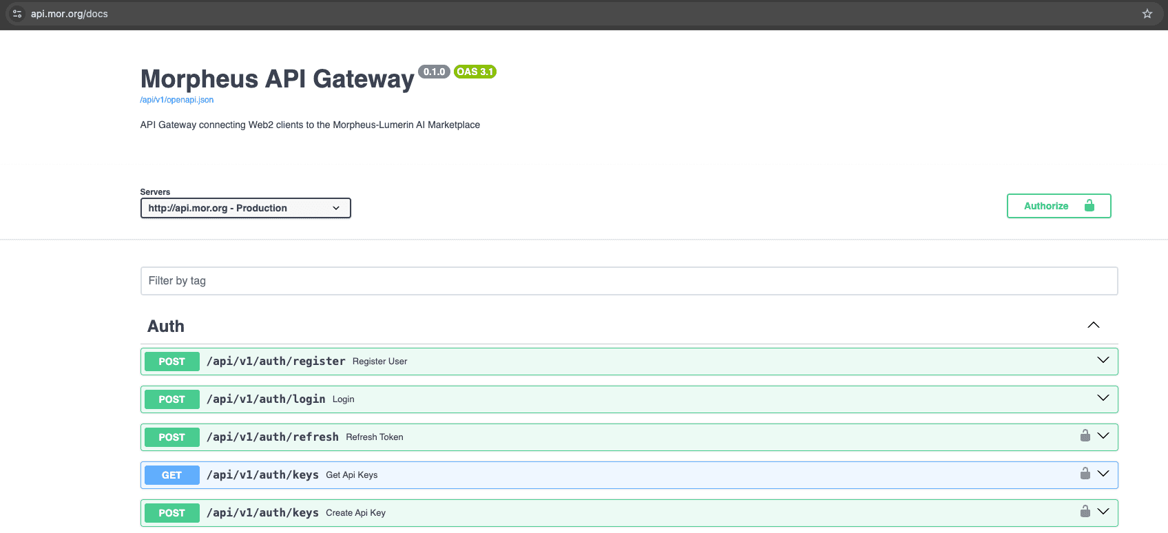 API Gateway Homepage